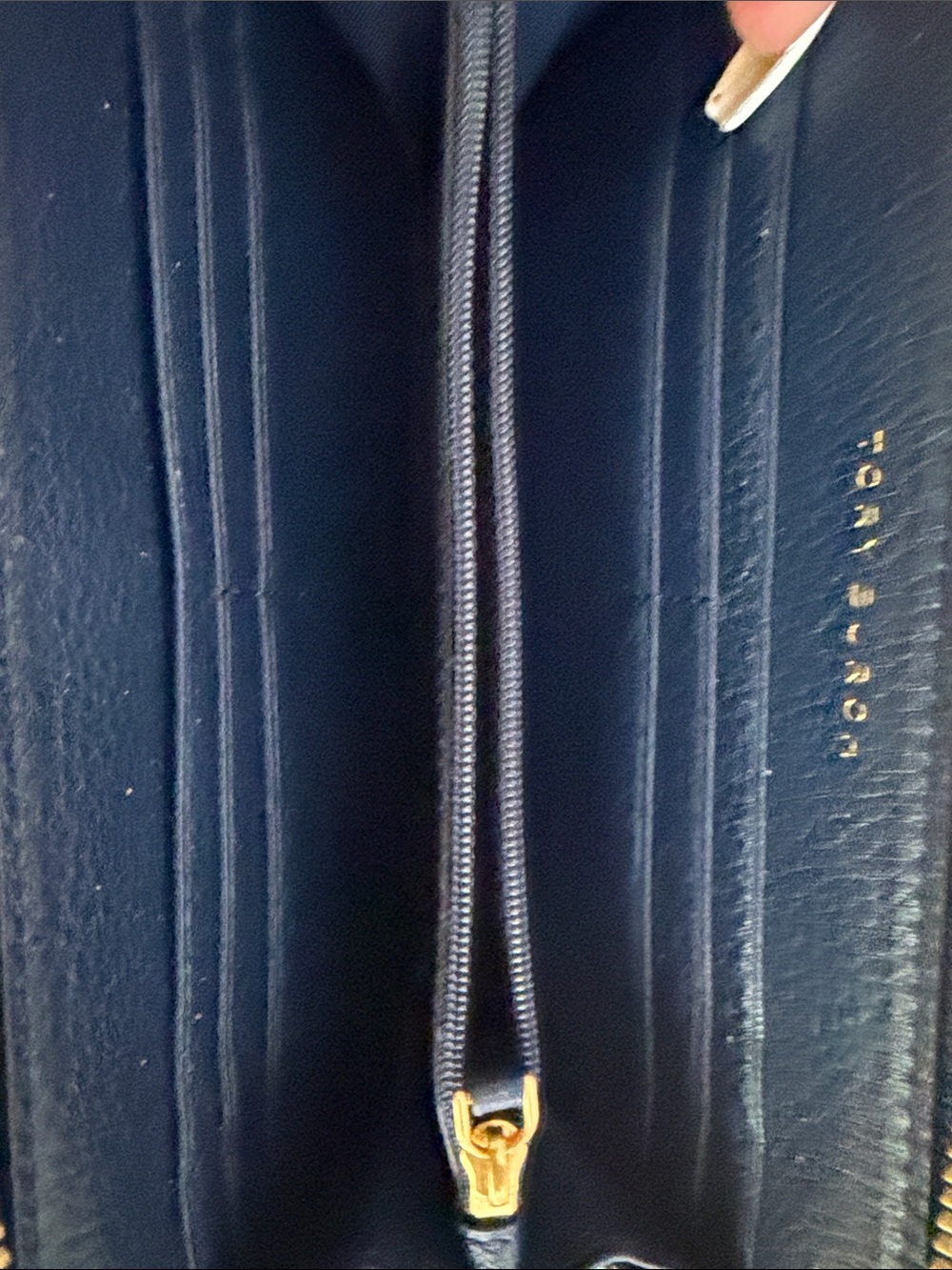 Tory Burch Patchwork Zip Wallet in Burgundy, Navy, Tan - Picture 4 of 7